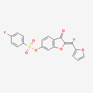 molecular formula C19H11FO6S B2950205 (Z)-2-(furan-2-ylmethylene)-3-oxo-2,3-dihydrobenzofuran-6-yl 4-fluorobenzenesulfonate CAS No. 929504-12-1