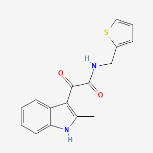 molecular formula C16H14N2O2S B2950210 2-(2-methyl-1H-indol-3-yl)-2-oxo-N-(thiophen-2-ylmethyl)acetamide CAS No. 839686-04-3