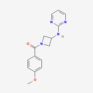 molecular formula C15H16N4O2 B2950214 (4-Methoxyphenyl)(3-(pyrimidin-2-ylamino)azetidin-1-yl)methanone CAS No. 2034605-39-3