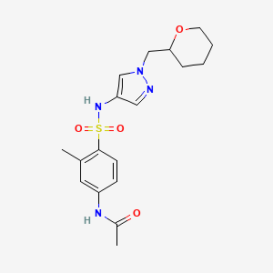 molecular formula C18H24N4O4S B2950217 N-(3-methyl-4-(N-(1-((tetrahydro-2H-pyran-2-yl)methyl)-1H-pyrazol-4-yl)sulfamoyl)phenyl)acetamide CAS No. 2034613-40-4