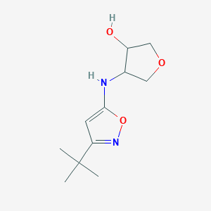 molecular formula C11H18N2O3 B2950221 4-((3-(Tert-butyl)isoxazol-5-yl)amino)tetrahydrofuran-3-ol CAS No. 2309590-36-9