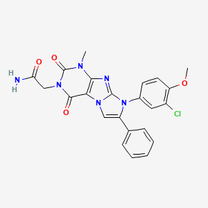 molecular formula C23H19ClN6O4 B2950225 2-(8-(3-chloro-4-methoxyphenyl)-1-methyl-2,4-dioxo-7-phenyl-1H-imidazo[2,1-f]purin-3(2H,4H,8H)-yl)acetamide CAS No. 886900-06-7