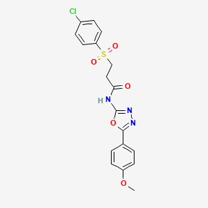 3-((4-chlorophenyl)sulfonyl)-N-(5-(4-methoxyphenyl)-1,3,4-oxadiazol-2-yl)propanamide