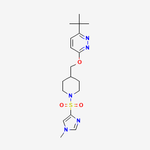 molecular formula C18H27N5O3S B2950237 3-Tert-butyl-6-[[1-(1-methylimidazol-4-yl)sulfonylpiperidin-4-yl]methoxy]pyridazine CAS No. 2320209-87-6
