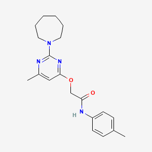 molecular formula C20H26N4O2 B2950251 2-{[2-(azepan-1-yl)-6-methylpyrimidin-4-yl]oxy}-N-(4-methylphenyl)acetamide CAS No. 1226438-13-6