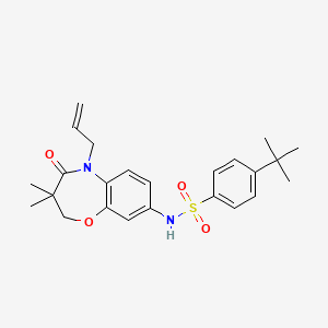molecular formula C24H30N2O4S B2950267 N-(5-allyl-3,3-dimethyl-4-oxo-2,3,4,5-tetrahydrobenzo[b][1,4]oxazepin-8-yl)-4-(tert-butyl)benzenesulfonamide CAS No. 921991-30-2