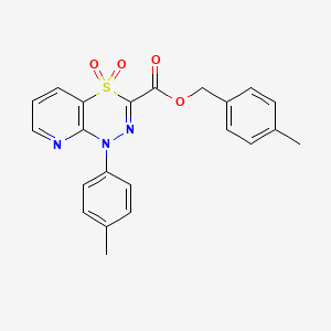 molecular formula C22H19N3O4S B2950268 4-methylbenzyl 1-(4-methylphenyl)-1H-pyrido[2,3-e][1,3,4]thiadiazine-3-carboxylate 4,4-dioxide CAS No. 1291871-29-8
