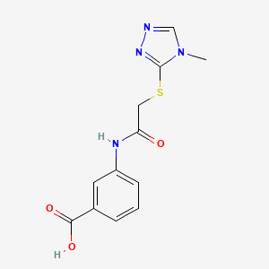 molecular formula C12H12N4O3S B2950277 3-{2-[(4-methyl-4H-1,2,4-triazol-3-yl)sulfanyl]acetamido}benzoic acid CAS No. 511284-39-2