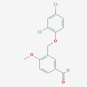 molecular formula C15H12Cl2O3 B2950279 3-[(2,4-Dichlorophenoxy)methyl]-4-methoxybenzaldehyde CAS No. 438530-77-9