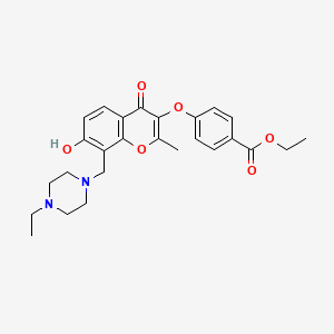 molecular formula C26H30N2O6 B2950281 ethyl 4-({8-[(4-ethylpiperazin-1-yl)methyl]-7-hydroxy-2-methyl-4-oxo-4H-chromen-3-yl}oxy)benzoate CAS No. 844451-73-6