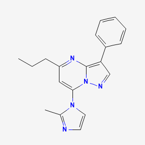 molecular formula C19H19N5 B2950284 7-(2-methyl-1H-imidazol-1-yl)-3-phenyl-5-propylpyrazolo[1,5-a]pyrimidine CAS No. 902023-50-1