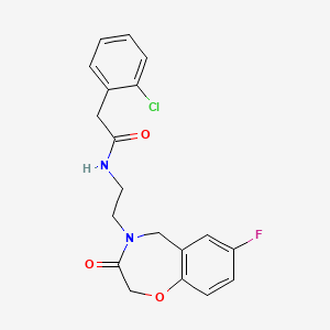 molecular formula C19H18ClFN2O3 B2950286 2-(2-chlorophenyl)-N-(2-(7-fluoro-3-oxo-2,3-dihydrobenzo[f][1,4]oxazepin-4(5H)-yl)ethyl)acetamide CAS No. 2034272-21-2