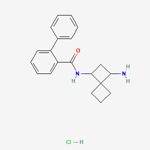 molecular formula C20H23ClN2O B2950291 N-(1-Aminospiro[3.3]heptan-3-yl)-2-phenylbenzamide;hydrochloride CAS No. 2418719-63-6