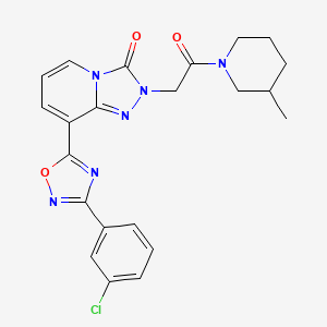 molecular formula C22H21ClN6O3 B2950292 8-(3-(3-chlorophenyl)-1,2,4-oxadiazol-5-yl)-2-(2-(3-methylpiperidin-1-yl)-2-oxoethyl)-[1,2,4]triazolo[4,3-a]pyridin-3(2H)-one CAS No. 1251619-83-6