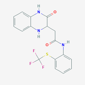 molecular formula C17H14F3N3O2S B2950298 2-(3-oxo-1,2,3,4-tetrahydroquinoxalin-2-yl)-N-{2-[(trifluoromethyl)sulfanyl]phenyl}acetamide CAS No. 473445-31-7