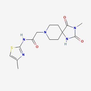 molecular formula C14H19N5O3S B2950354 2-(3-methyl-2,4-dioxo-1,3,8-triazaspiro[4.5]decan-8-yl)-N-(4-methylthiazol-2-yl)acetamide CAS No. 923114-24-3