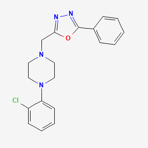 molecular formula C19H19ClN4O B2950361 1-(2-Chlorophenyl)-4-[(5-phenyl-1,3,4-oxadiazol-2-yl)methyl]piperazine CAS No. 849486-66-4