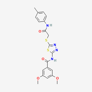 molecular formula C20H20N4O4S2 B2950367 3,5-dimethoxy-N-(5-((2-oxo-2-(p-tolylamino)ethyl)thio)-1,3,4-thiadiazol-2-yl)benzamide CAS No. 392291-76-8