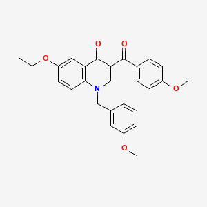 molecular formula C27H25NO5 B2950370 6-Ethoxy-3-(4-methoxybenzoyl)-1-[(3-methoxyphenyl)methyl]quinolin-4-one CAS No. 866809-43-0
