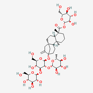 molecular formula C44H70O22 B2950371 13-[2-O-(6-Deoxy-beta-D-glucopyranosyl)-3-O-beta-D-glucopyranosyl-beta-D-glucopyranosyloxy]kaura-16-ene-18-oic acid beta-D-glucopyranosyl ester CAS No. 1309929-72-3