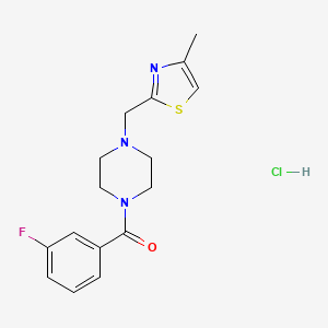 molecular formula C16H19ClFN3OS B2950373 (3-Fluorophenyl)(4-((4-methylthiazol-2-yl)methyl)piperazin-1-yl)methanone hydrochloride CAS No. 1216718-30-7