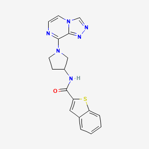 molecular formula C18H16N6OS B2950376 N-(1-([1,2,4]triazolo[4,3-a]pyrazin-8-yl)pyrrolidin-3-yl)benzo[b]thiophene-2-carboxamide CAS No. 2034422-70-1