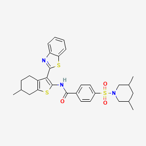 N-(3-(benzo[d]thiazol-2-yl)-6-methyl-4,5,6,7-tetrahydrobenzo[b]thiophen-2-yl)-4-((3,5-dimethylpiperidin-1-yl)sulfonyl)benzamide