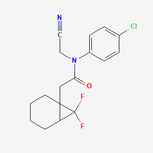 molecular formula C17H17ClF2N2O B2950423 N-(4-Chlorophenyl)-N-(cyanomethyl)-2-(7,7-difluoro-1-bicyclo[4.1.0]heptanyl)acetamide CAS No. 2188916-05-2