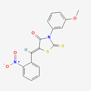 molecular formula C17H12N2O4S2 B2950424 (5Z)-3-(3-methoxyphenyl)-5-[(2-nitrophenyl)methylidene]-2-sulfanylidene-1,3-thiazolidin-4-one CAS No. 306323-79-5