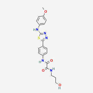 molecular formula C20H21N5O4S B2950443 N1-(3-hydroxypropyl)-N2-(4-(5-((4-methoxyphenyl)amino)-1,3,4-thiadiazol-2-yl)phenyl)oxalamide CAS No. 1021059-81-3