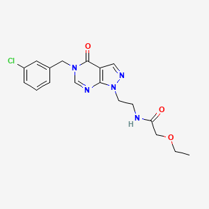 molecular formula C18H20ClN5O3 B2950454 N-(2-(5-(3-chlorobenzyl)-4-oxo-4,5-dihydro-1H-pyrazolo[3,4-d]pyrimidin-1-yl)ethyl)-2-ethoxyacetamide CAS No. 922081-25-2