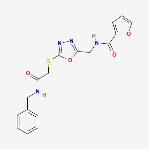 molecular formula C17H16N4O4S B2950461 N-((5-((2-(benzylamino)-2-oxoethyl)thio)-1,3,4-oxadiazol-2-yl)methyl)furan-2-carboxamide CAS No. 851862-45-8