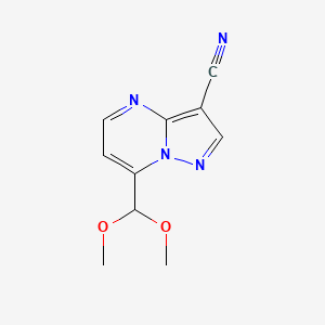 molecular formula C10H10N4O2 B2950462 7-(Dimethoxymethyl)pyrazolo[1,5-a]pyrimidine-3-carbonitrile CAS No. 478046-33-2