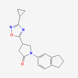 4-(3-cyclopropyl-1,2,4-oxadiazol-5-yl)-1-(2,3-dihydro-1H-inden-5-yl)pyrrolidin-2-one