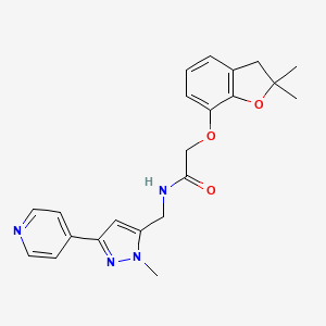 molecular formula C22H24N4O3 B2950474 2-[(2,2-Dimethyl-3H-1-benzofuran-7-yl)oxy]-N-[(2-methyl-5-pyridin-4-ylpyrazol-3-yl)methyl]acetamide CAS No. 2320212-28-8