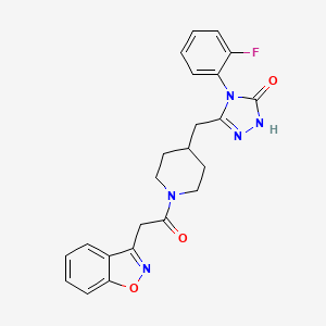 molecular formula C23H22FN5O3 B2950492 3-((1-(2-(benzo[d]isoxazol-3-yl)acetyl)piperidin-4-yl)methyl)-4-(2-fluorophenyl)-1H-1,2,4-triazol-5(4H)-one CAS No. 2034434-36-9