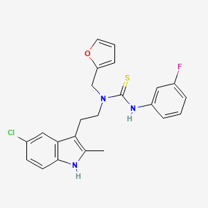 molecular formula C23H21ClFN3OS B2950502 1-(2-(5-chloro-2-methyl-1H-indol-3-yl)ethyl)-3-(3-fluorophenyl)-1-(furan-2-ylmethyl)thiourea CAS No. 851971-28-3
