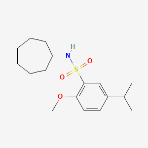 molecular formula C17H27NO3S B2950505 N-cycloheptyl-2-methoxy-5-(propan-2-yl)benzene-1-sulfonamide CAS No. 946378-63-8