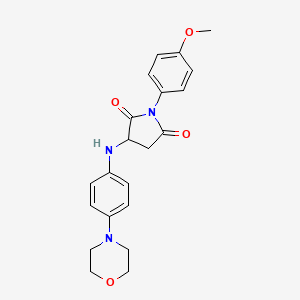 molecular formula C21H23N3O4 B2950510 1-(4-Methoxyphenyl)-3-((4-morpholinophenyl)amino)pyrrolidine-2,5-dione CAS No. 469890-91-3