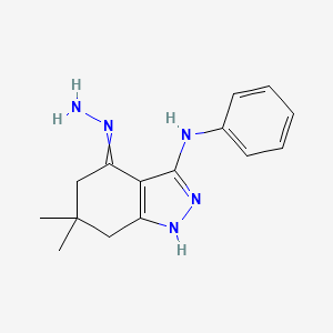 molecular formula C15H19N5 B2950514 3-苯胺基-1,5,6,7-四氢-6,6-二甲基-4H-吲唑-4-酮腙 CAS No. 51924-81-3