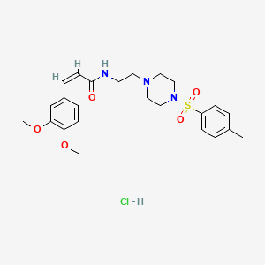 (Z)-3-(3,4-dimethoxyphenyl)-N-(2-(4-tosylpiperazin-1-yl)ethyl)acrylamide hydrochloride