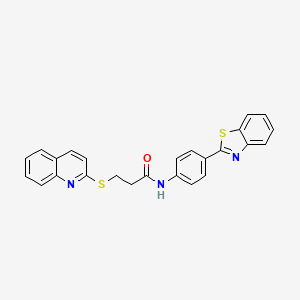 molecular formula C25H19N3OS2 B2950526 N-[4-(1,3-benzothiazol-2-yl)phenyl]-3-(quinolin-2-ylsulfanyl)propanamide CAS No. 671198-70-2