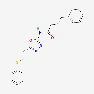 molecular formula C19H19N3O2S2 B2950529 2-(benzylthio)-N-(5-(2-(phenylthio)ethyl)-1,3,4-oxadiazol-2-yl)acetamide CAS No. 923491-82-1