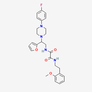 molecular formula C27H31FN4O4 B2950531 N1-(2-(4-(4-氟苯基)哌嗪-1-基)-2-(呋喃-2-基)乙基)-N2-(2-甲氧基苯乙基)草酰胺 CAS No. 877632-28-5