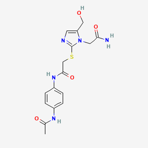 2-{[1-(carbamoylmethyl)-5-(hydroxymethyl)-1H-imidazol-2-yl]sulfanyl}-N-(4-acetamidophenyl)acetamide