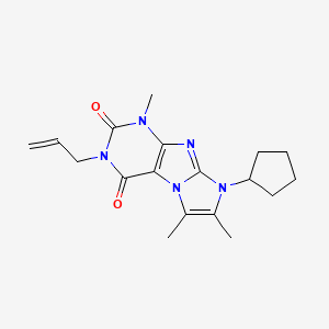 molecular formula C18H23N5O2 B2950538 6-Cyclopentyl-4,7,8-trimethyl-2-prop-2-enylpurino[7,8-a]imidazole-1,3-dione CAS No. 878441-26-0