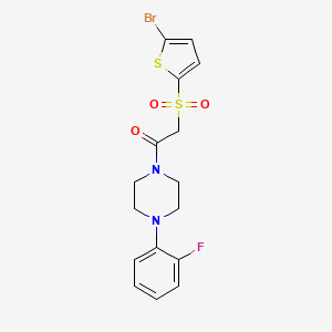 molecular formula C16H16BrFN2O3S2 B2950542 1-{[(5-Bromo-2-thienyl)sulfonyl]acetyl}-4-(2-fluorophenyl)piperazine CAS No. 1021079-55-9