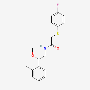 molecular formula C18H20FNO2S B2950547 2-((4-fluorophenyl)thio)-N-(2-methoxy-2-(o-tolyl)ethyl)acetamide CAS No. 1797898-11-3