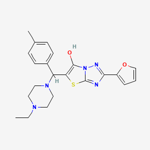 molecular formula C22H25N5O2S B2950550 5-((4-Ethylpiperazin-1-yl)(p-tolyl)methyl)-2-(furan-2-yl)thiazolo[3,2-b][1,2,4]triazol-6-ol CAS No. 896293-68-8