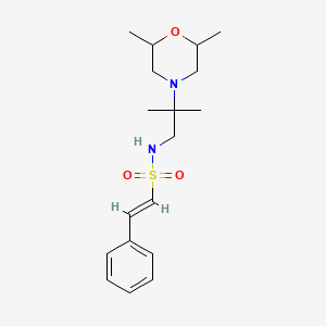 molecular formula C18H28N2O3S B2950551 (E)-N-[2-(2,6-Dimethylmorpholin-4-yl)-2-methylpropyl]-2-phenylethenesulfonamide CAS No. 1198058-53-5